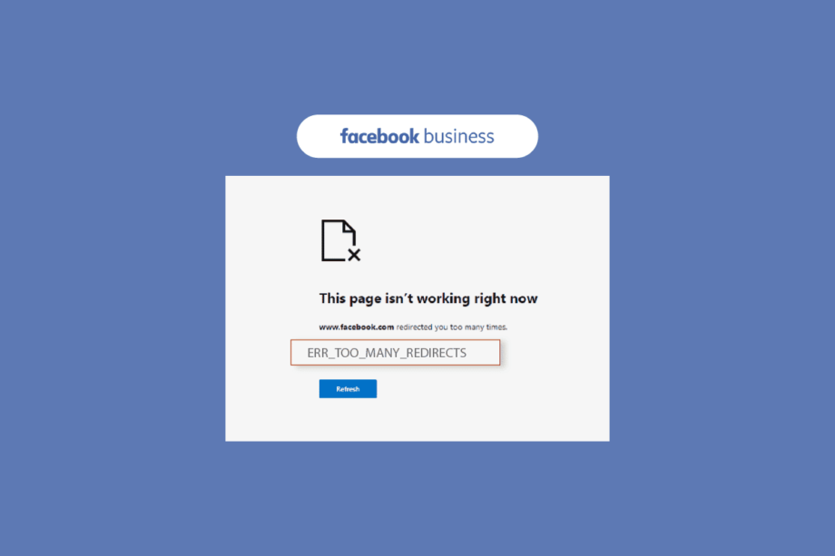 Исправить ошибку на бизнес-странице Facebook со слишком большим количеством переадресаций