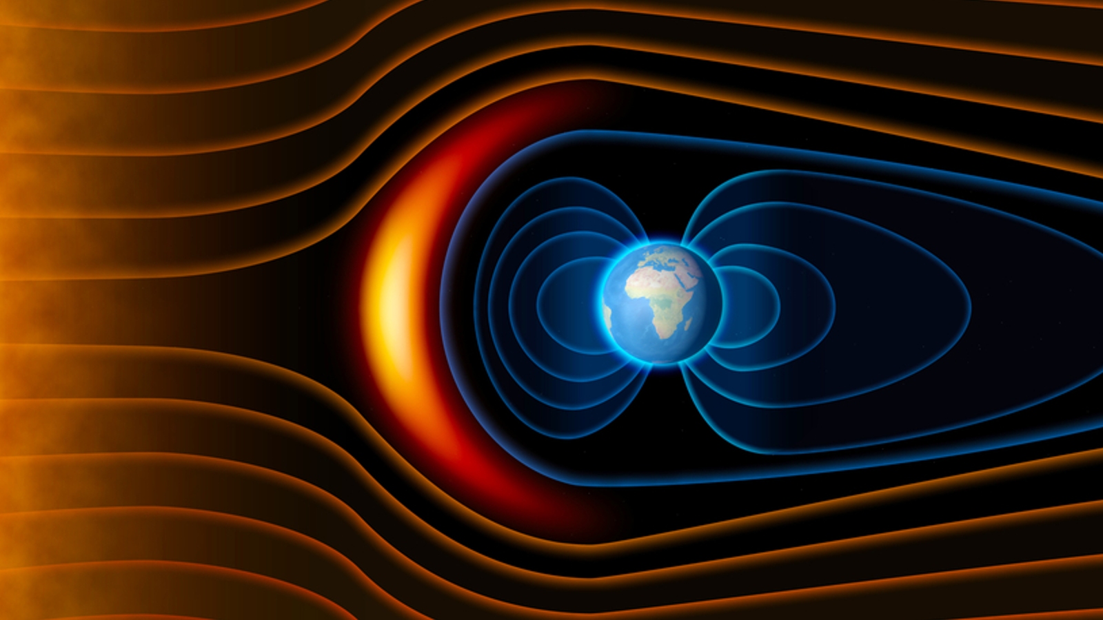 Схема магнитного поля Земли