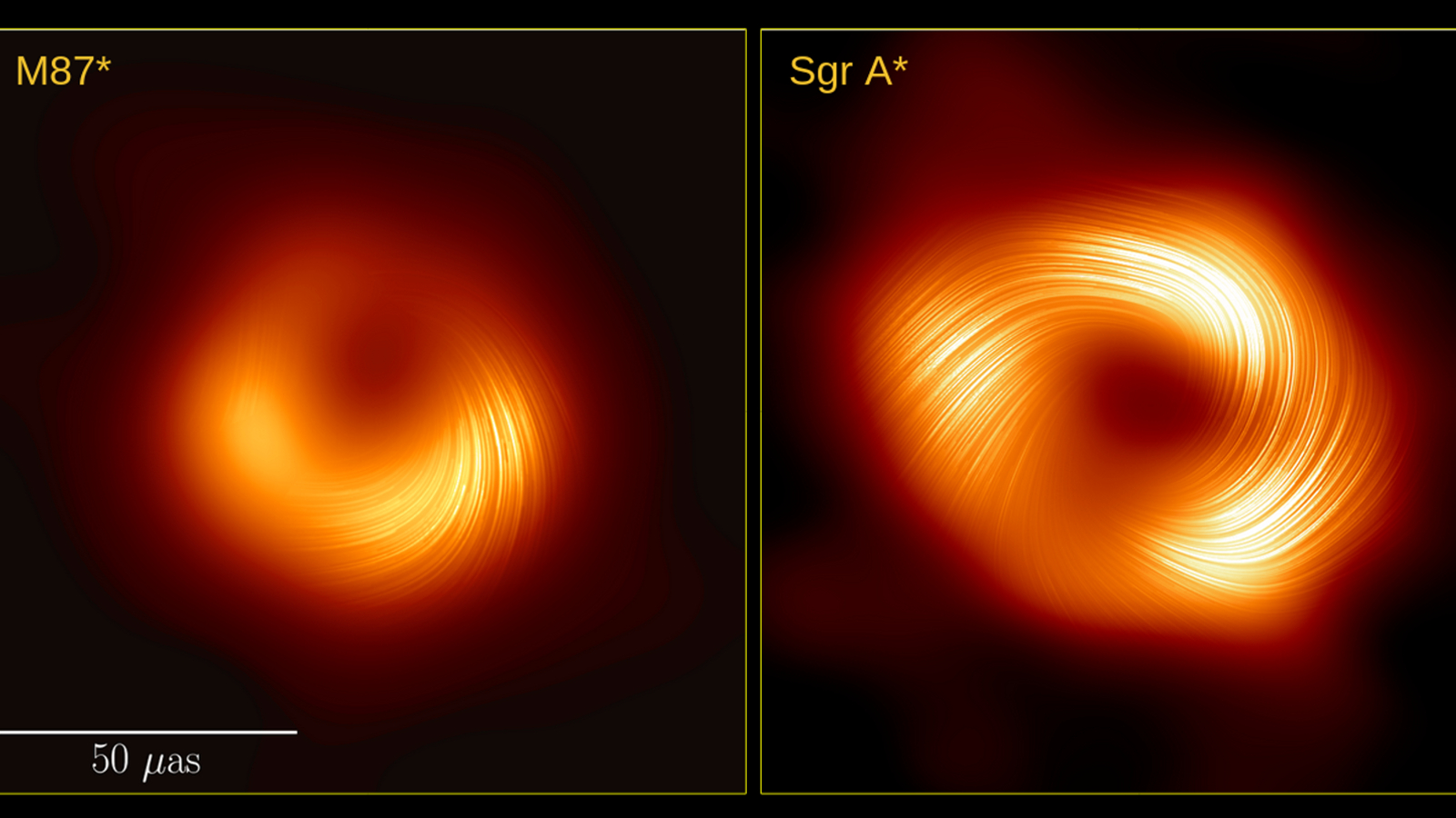 Сравнение магнитных полей черных дыр Стрельца A* и M87