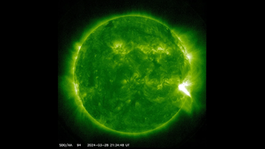 An image of a solar flare captured by a telescope.
