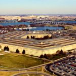 Aerial view of a military building, The Pentagon, Washington DC, USA.