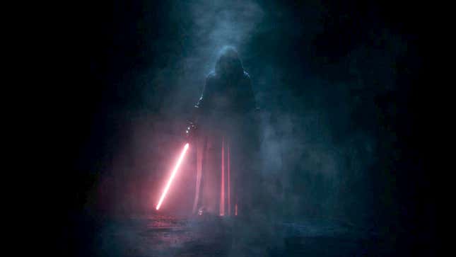 Пользователь Силы владеет красным световым мечом, его тело покрыто тьмой.