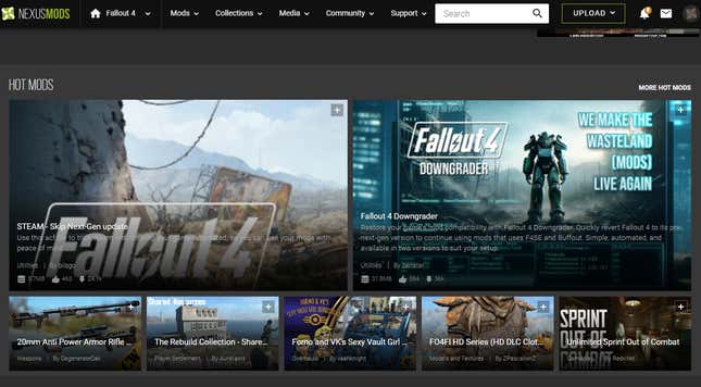 Скриншот модов Nexus для Fallout 4.