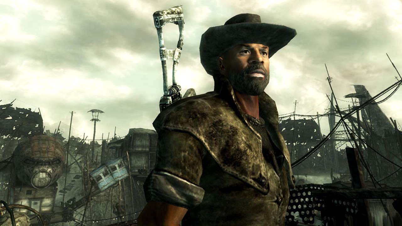 На скриншоте изображен мужчина в ковбойской шляпе из Fallout 3. 