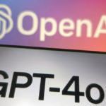 A picture of a phone screen displaying GPT-4o in front of OpenAI