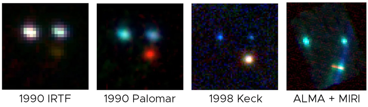 Сравнение изображений, полученных разными телескопами, показывающее превосходную силу обзора JWST.