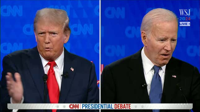 Дональд Трамп и Джо Байден на президентских дебатах.